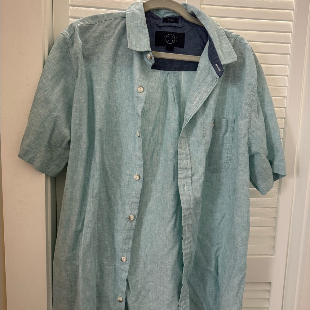 Blue Lightweight Casual Button Down Shirt